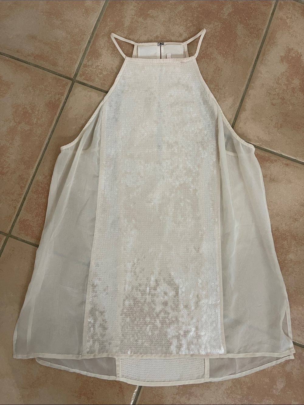 Victoria's Secret White Sheer Halter Sequin Chemise